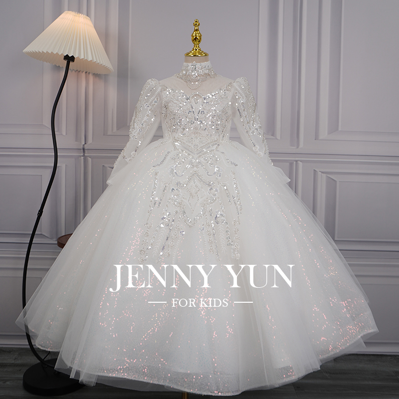 花童婚礼小女孩礼服女童高端轻奢小众儿童钢琴演奏服主持人演出服