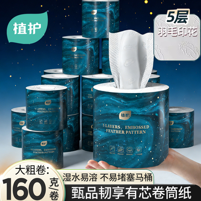 植护韧享160g有芯卷筒纸24卷整箱
