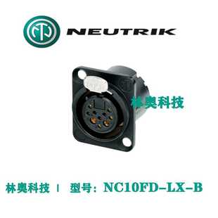 NEUTRIK优曲克8 2芯D型母座黑铬金属外壳双接地触点 NC10FD