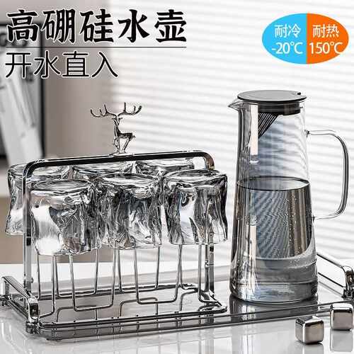 冷水壶杯子套装玻璃水壶防爆耐高温凉水壶高硼硅玻璃茶壶热水联严
