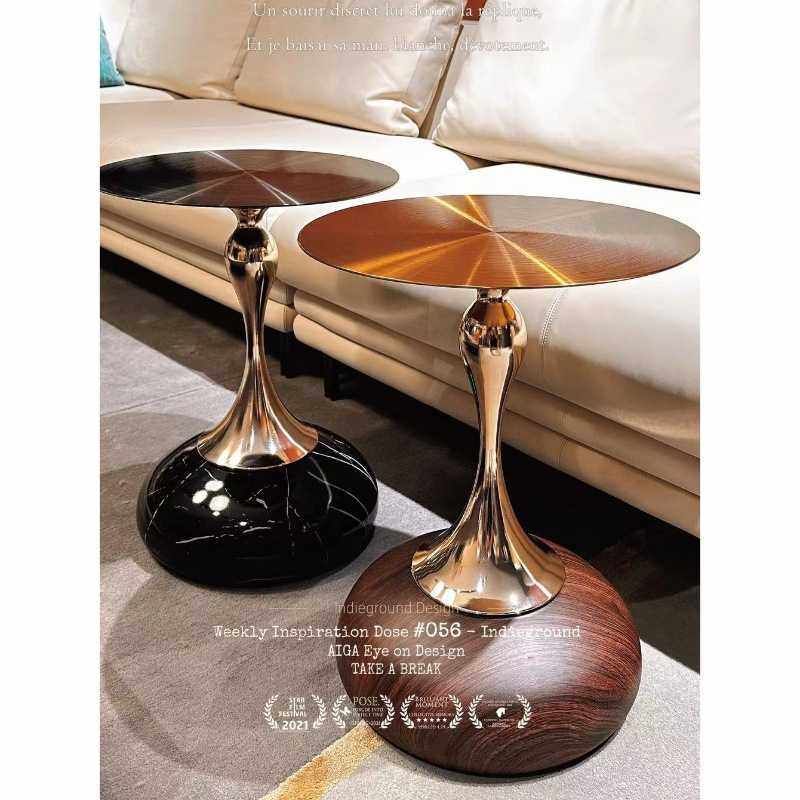 意式茶几沙发边柜边几客角几圆形小桌子可移动床头柜圆几拉丝金属,电子元器件市场,其它元器件,淘宝优惠券,粉丝福利购,淘宝优惠卷