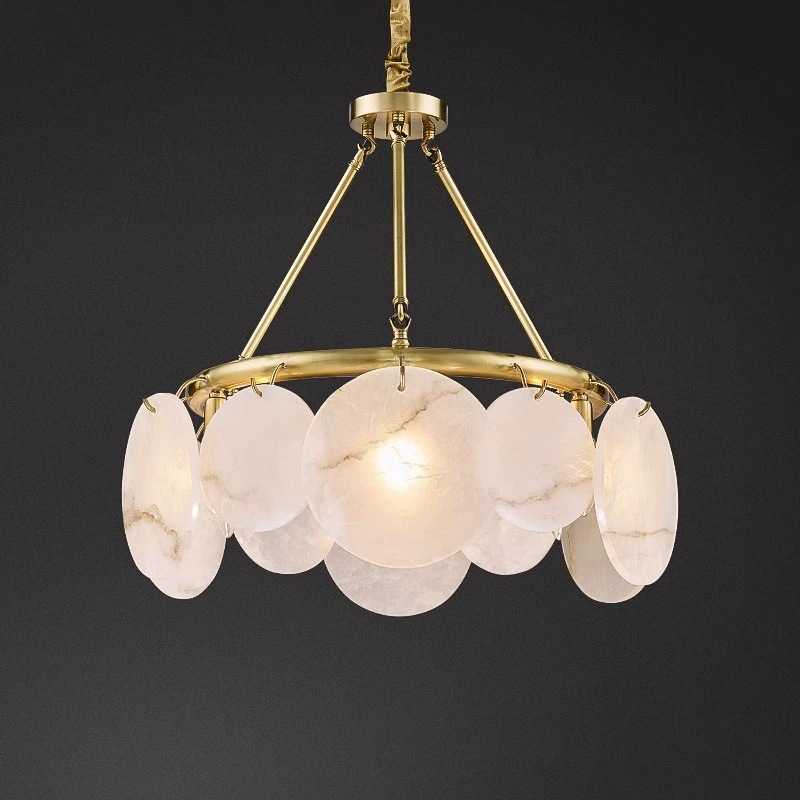 北欧云石吊灯别墅全铜大气简欧客厅灯简约新中式设计师创意云石灯