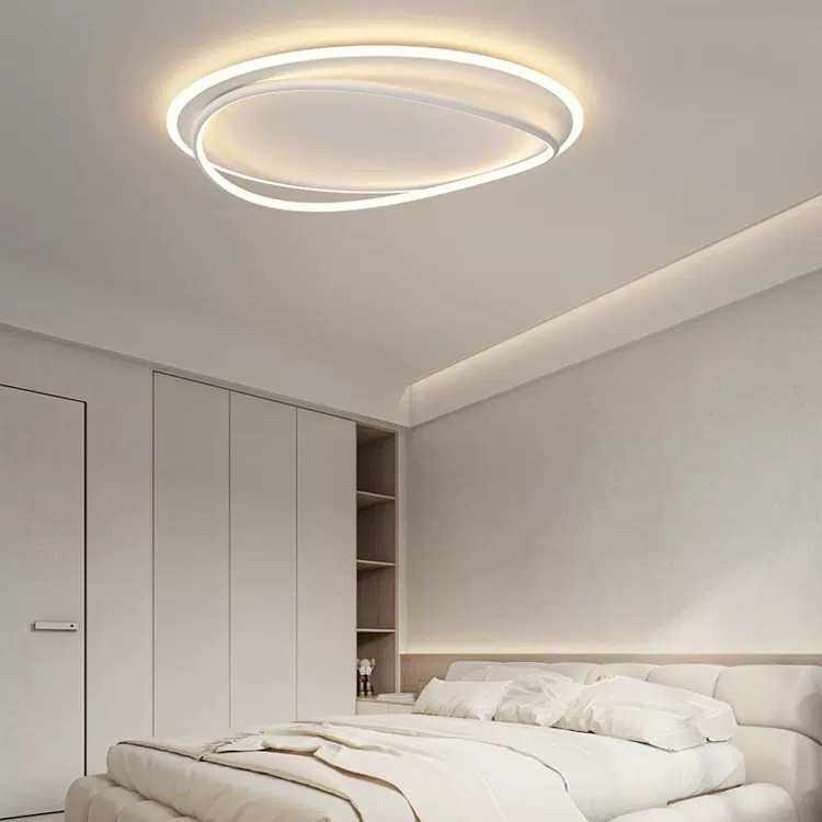 主卧室灯简约现代led餐厅吸顶灯北欧极简白色灯具书房间睡房灯饰