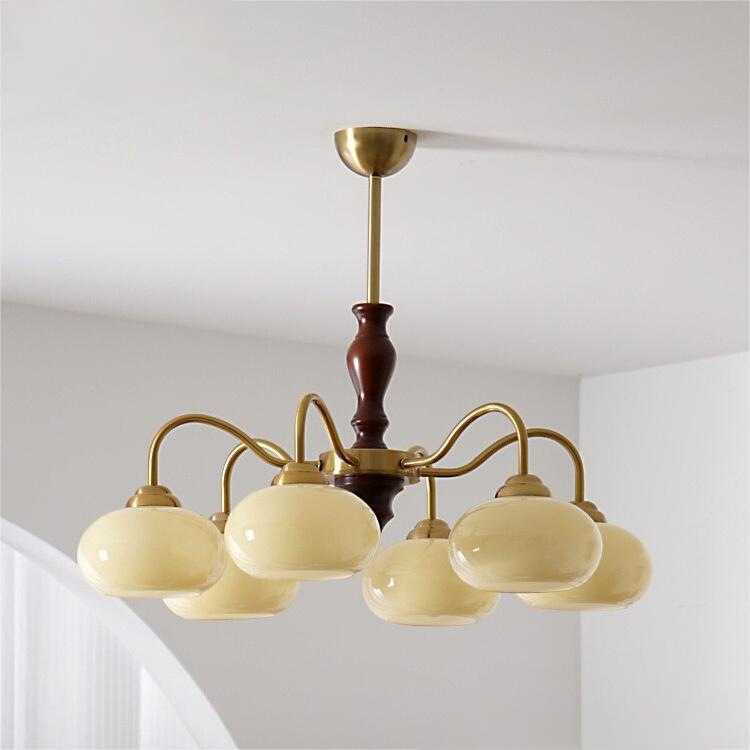 法式中古客厅吊灯美式餐厅书房卧室柿子吊灯侘寂田园民宿实木灯具