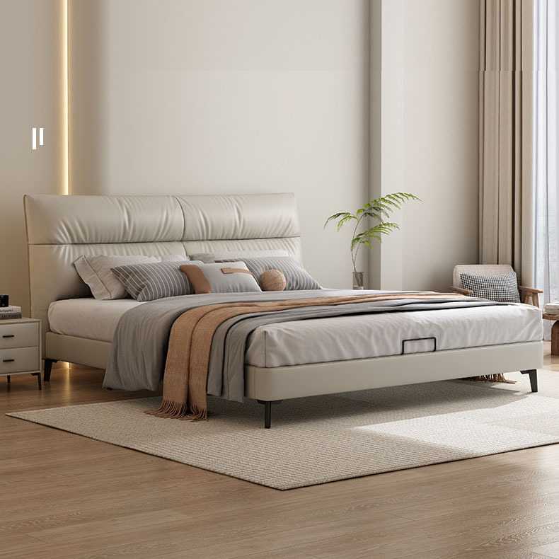现代简约软包床极简婚床意式轻奢真皮床小户型主卧室双人1.8m床
