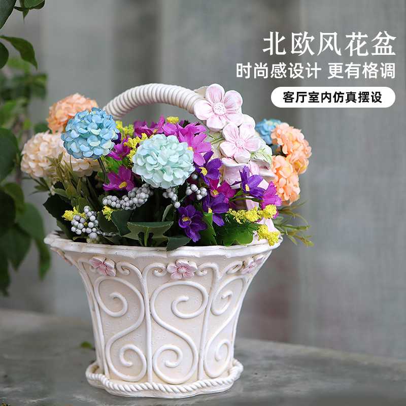 创意欧式花篮花园装饰摆件树脂雕塑花盆户外庭院园艺阳台家居摆设