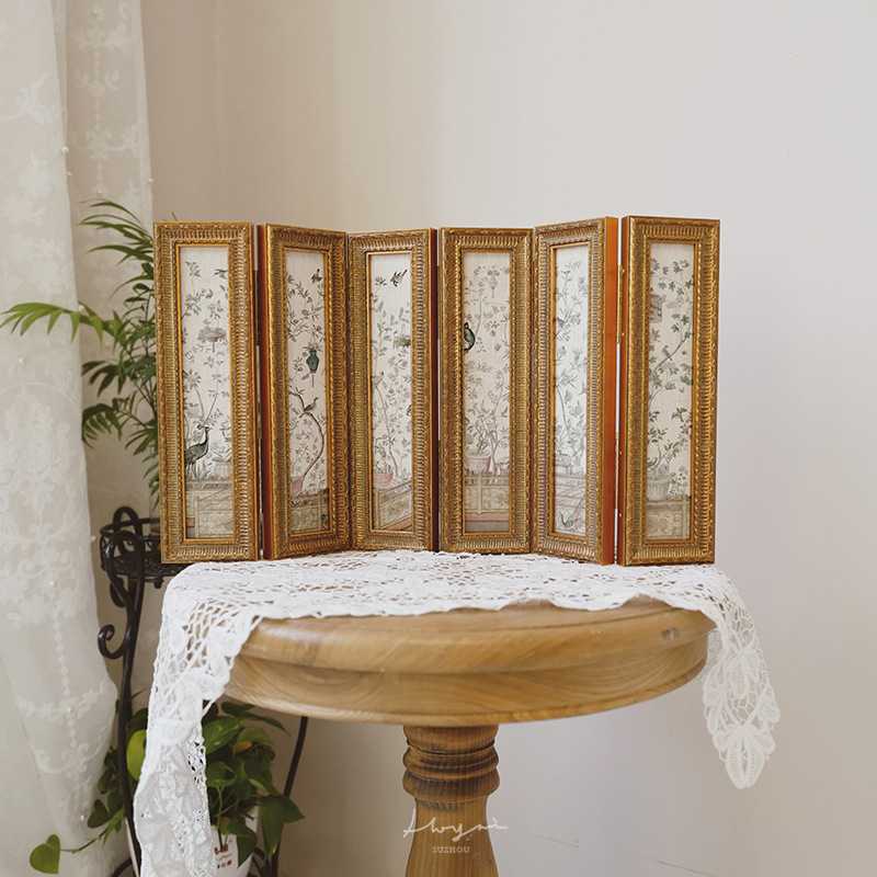 M2O8【屏中花园】中式古典复古屏风花鸟客厅装饰画美式法小赵之吴