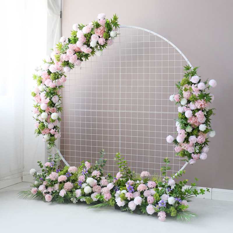 粉色拱门装饰婚礼布置花艺花排婚庆开业活动绢花挂饰假花套装