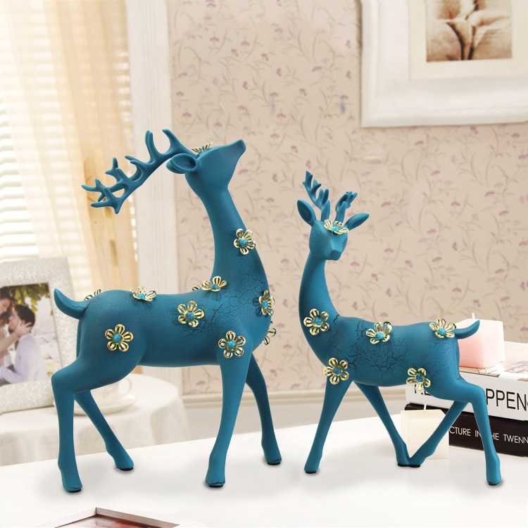 现代简约创意梅花鹿树脂摆件 客厅橱柜家居装饰品  工艺品礼物