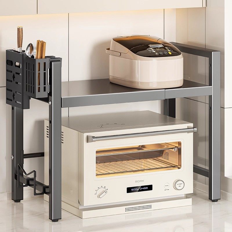 厨房微波炉置物架可伸缩家用双层多功能烤箱架子台面电饭锅收纳层,厨房/烹饪用具,微波炉置物架,淘宝优惠券,粉丝福利购,淘宝优惠卷