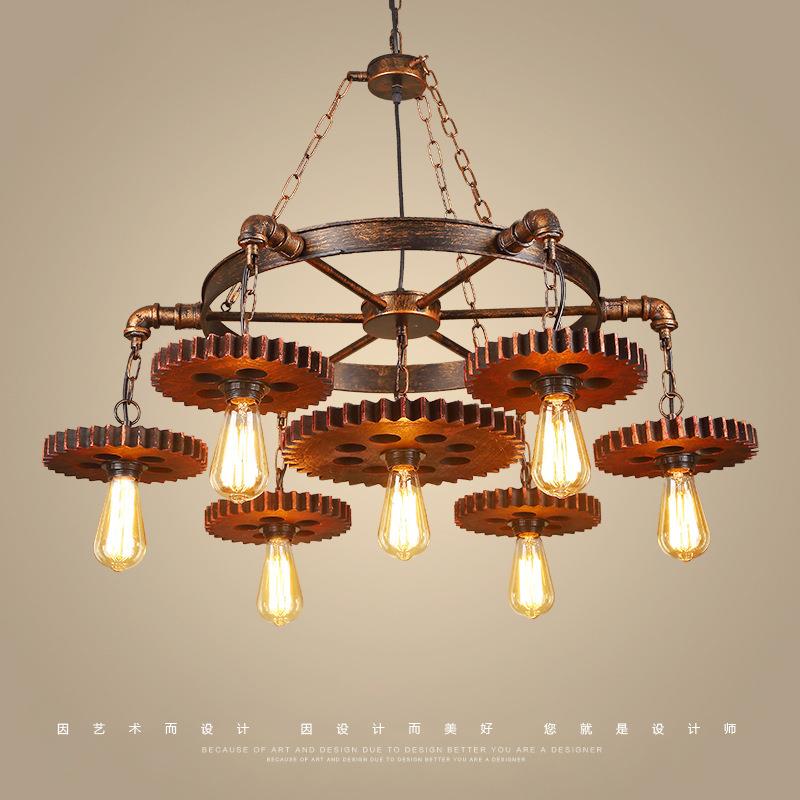 复古工业风吊灯网咖啡餐厅酒吧美发服装店铺齿轮装饰创意个性灯具
