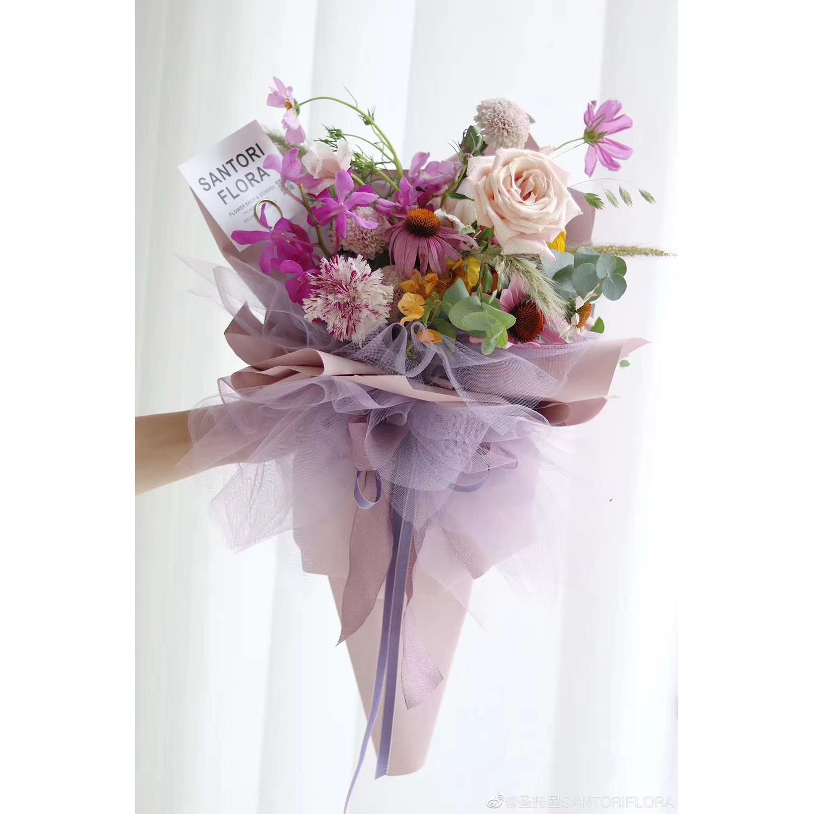 仙女纱韩式鲜花束包装材料网纱水晶纱幔玫瑰花艺包花雪纱花店用品