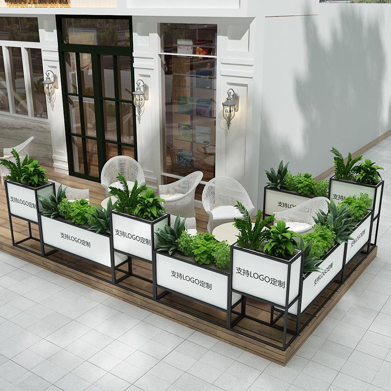 户外铁艺花箱长方形组合隔断花槽市政商业街绿植围栏奶茶外摆花架