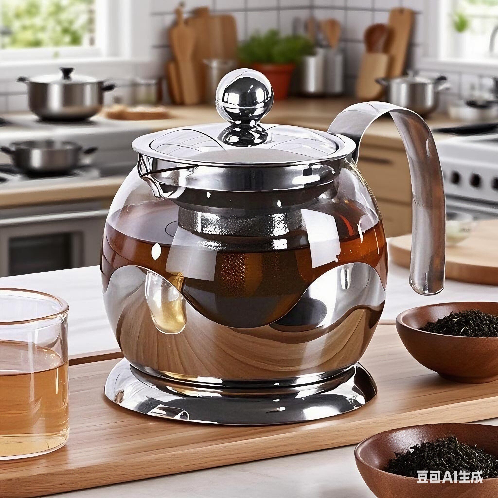 加厚玻璃茶壶耐高温家用花茶红茶泡茶壶不锈钢过滤冲茶器茶具套组