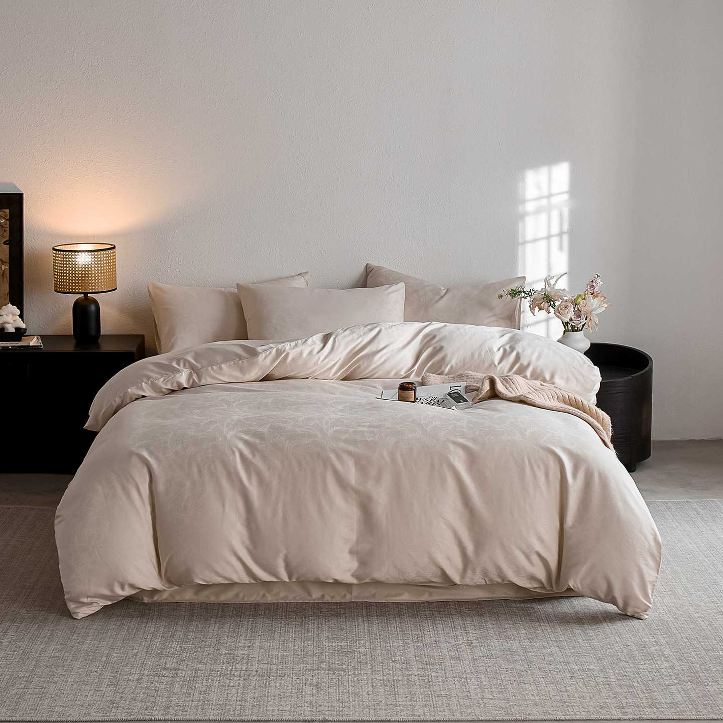 轻奢100支提花四件套纯棉a类母婴级床上用品床单被套全棉南通家纺