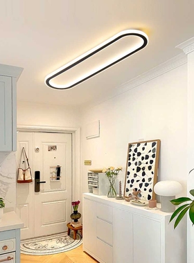 ?入户走廊过道吸顶灯现代简约新款长条卧室阳台照明玄关灯具Q263