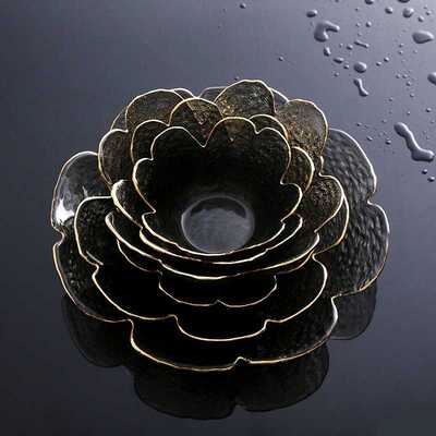 6pcs/Set Blossom Crystal Glass Dinnerware Set Gilded Glass