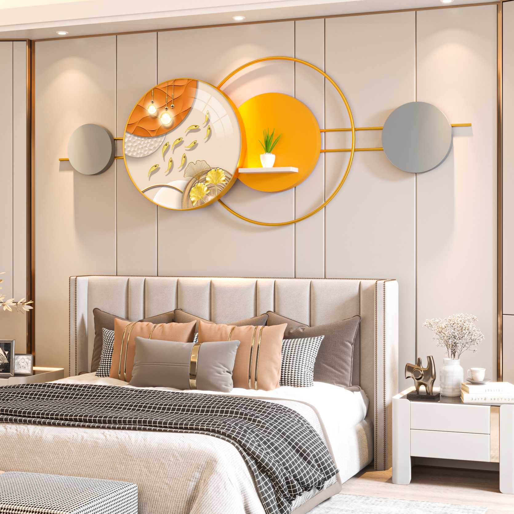 卧室装饰画轻奢感床头挂画现代简约创意客厅沙发背景墙壁画