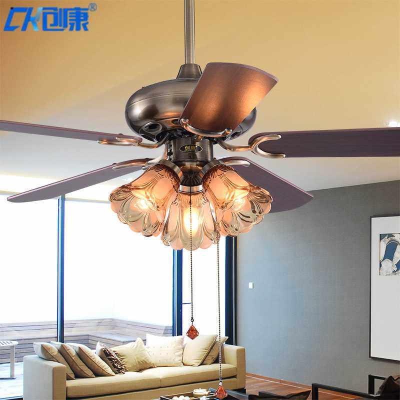 42寸创康吊扇灯餐厅木叶装饰风扇灯五叶三灯欧式复古带灯吊扇灯,3C数码配件,摄像机配件,淘宝优惠券,粉丝福利购,淘宝优惠卷