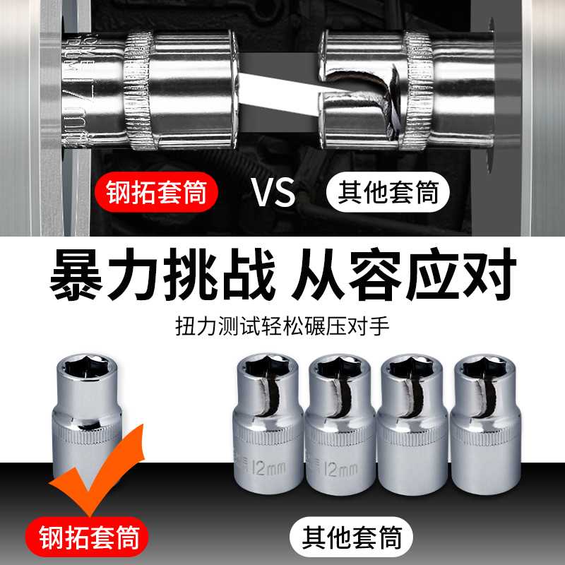 9P1E套筒扳手工具套装汽修维护修车工具随车棘轮快速套管组合大全
