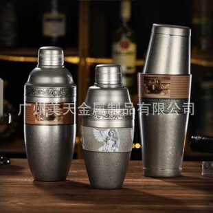 卓别林调酒器不锈钢摇壶雪克壶酒吧奶茶店摇壶雪克杯创意水贴图案