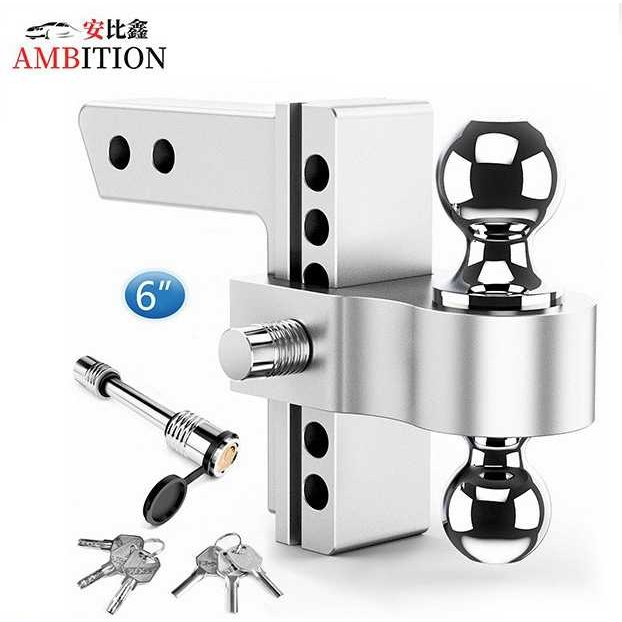 拖车臂套装铝合金阳极氧化银DROP6跨境可调节方口2-6inch双球头