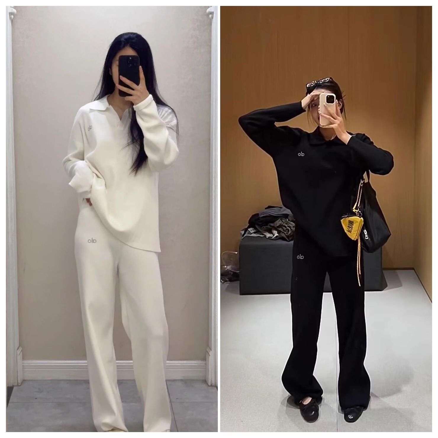 AloJisoo同款秋针织衫阔腿长裤