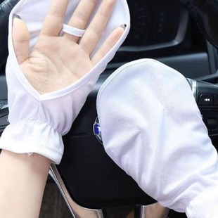 防晒手套女士夏季 透气 短款 开车宽松防紫外线遮阳户外骑行露指薄款