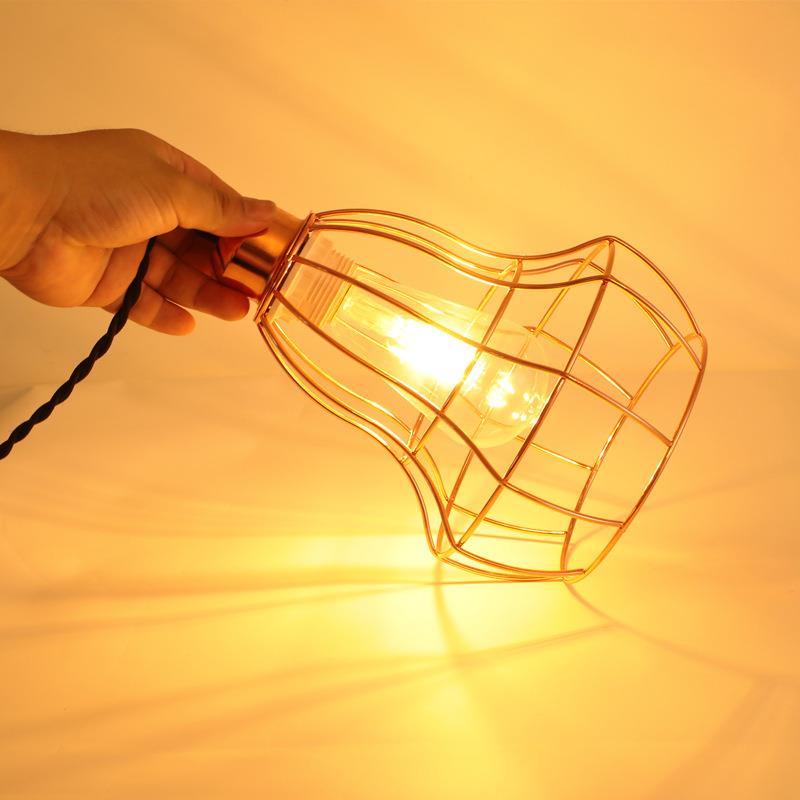 loft复古铁艺工业咖啡店酒吧灯小铁笼灯罩吧台仓库鸟笼吊灯老式