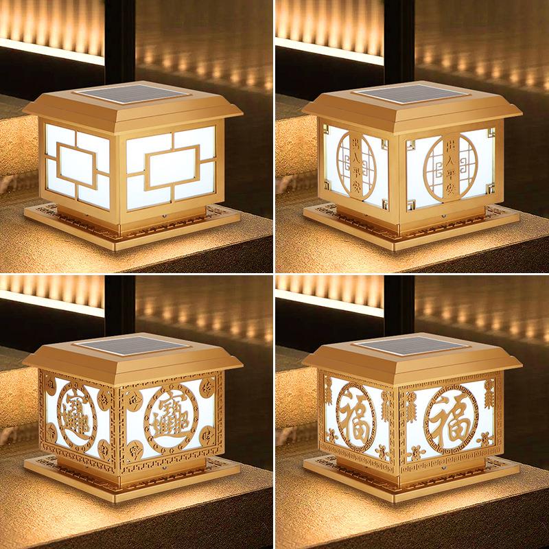 新款太阳能柱头灯别墅大门柱灯户外庭院灯围墙围栏室外防水柱子灯