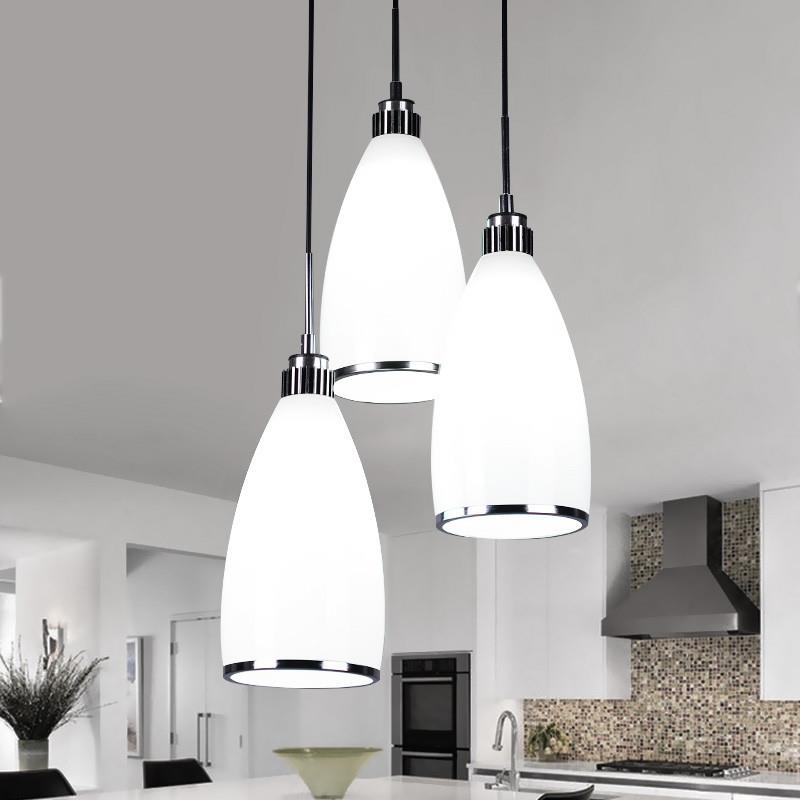 餐厅吊灯现代简约玻璃餐桌灯吧台咖啡厅西饭厅灯LED三头灯