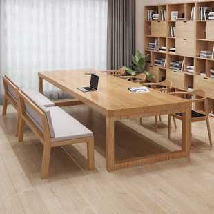 现代简约实木办公桌 商用台式电脑办公桌 书房长条书桌双人学习桌