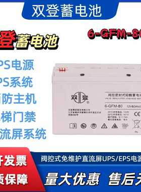双登蓄电池6-GFM-80双登电瓶12V80Ah 机房基站电力免维护铅酸电池