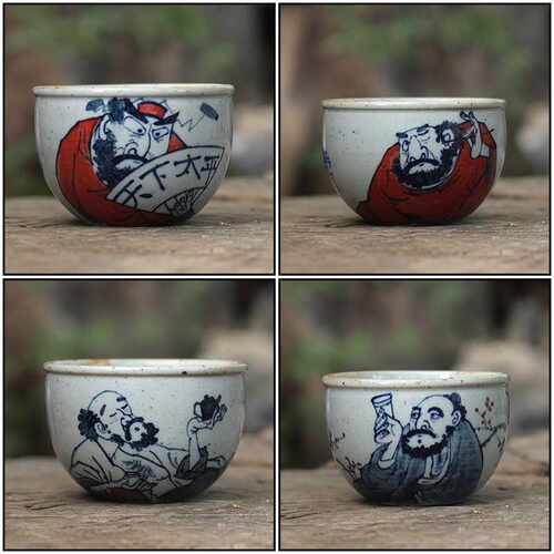 FX陶瓷茶具手拉胚手工手绘茶盏品名茗杯禅意钟馗人物图茶盏主人杯