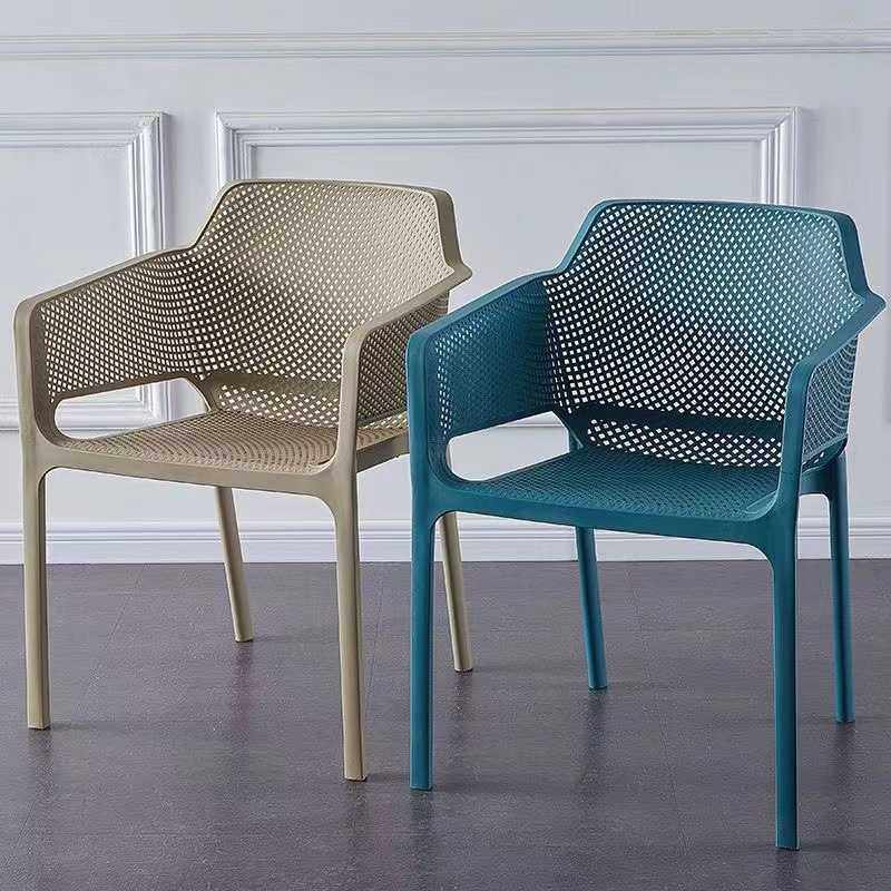 椅子简约扶手塑料餐椅休闲家用餐厅椅成人靠背椅会客洽谈接待椅子