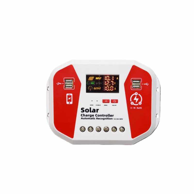 彩屏夜光显示11.1V12V24V48V60A光伏太阳能控制器电流数显控制器