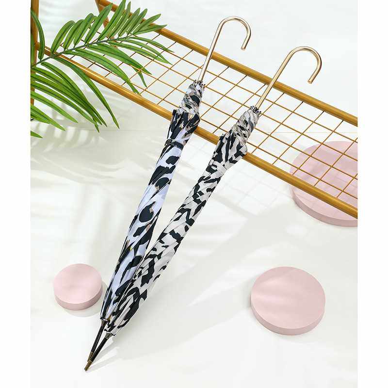 豹纹轻巧弯钩长柄伞 时尚创意直杆伞 伞具  日系学生雨伞女神