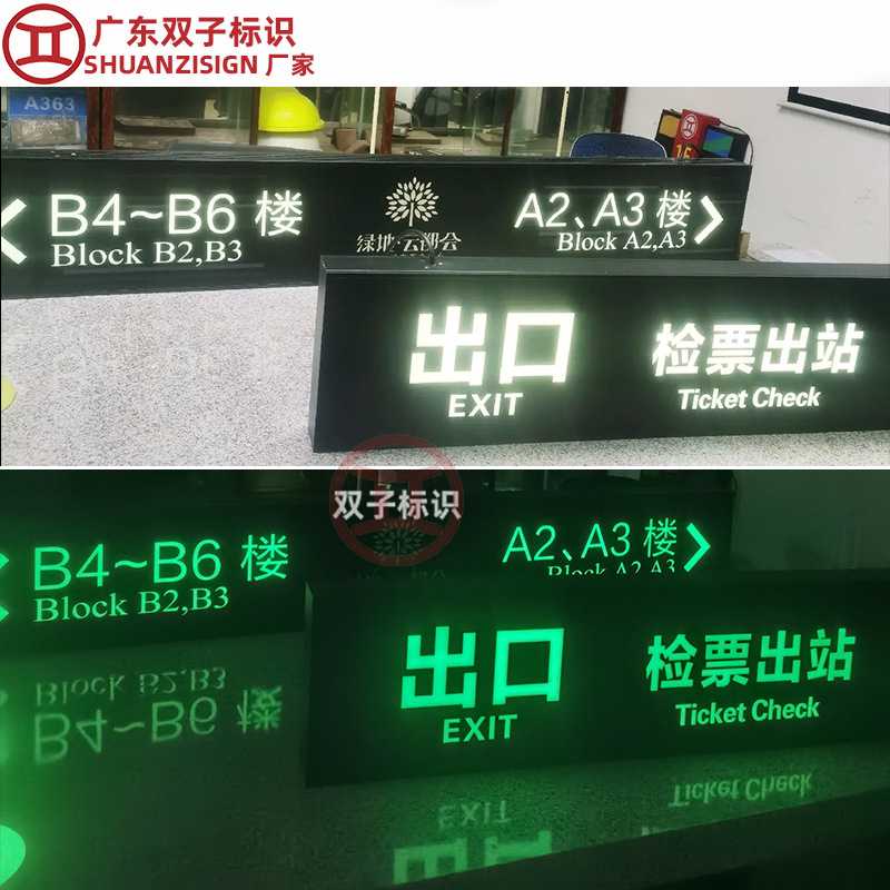 定制导向牌商场进出口指示夜光灯箱LED发光新品节能悬挂吊牌灯箱