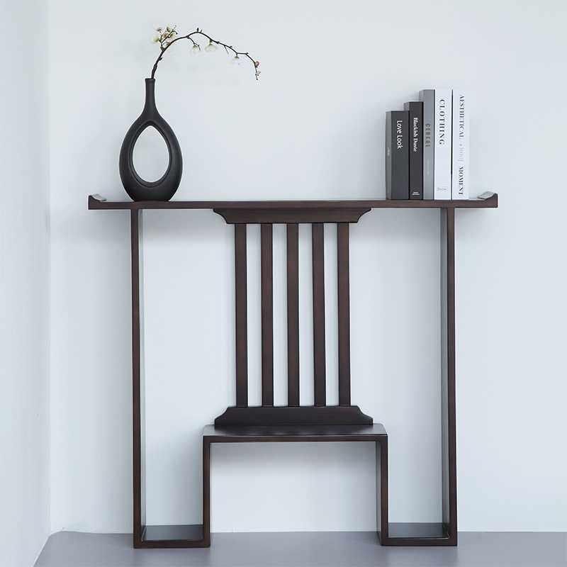 新中式实木玄关禅意长条窄条案柜现代入户门景台摆件案台仿古靠墙