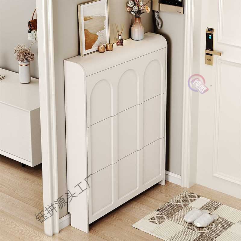 奶油超薄鞋柜门口进门靠墙玄关柜家用简易收纳柜现代简约储物鞋架