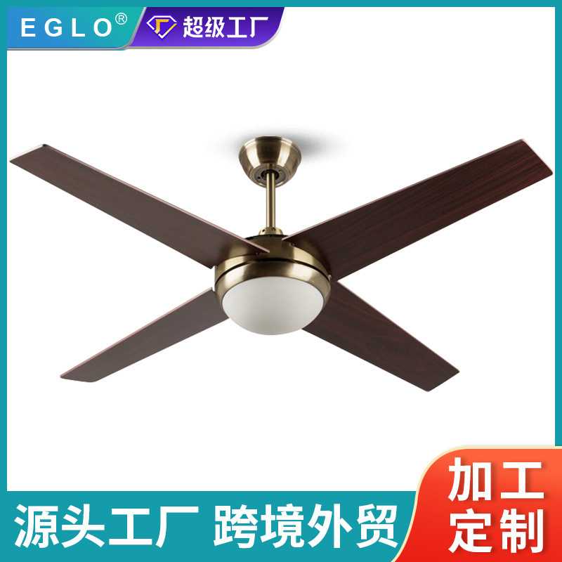 厂家定制现代简约时尚吊扇灯四叶单灯四叶无灯风扇遥控铁叶风扇