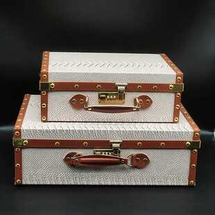 衣帽间收纳盒手提收纳箱皮质复古储物整理箱样板房直播间装饰摆件