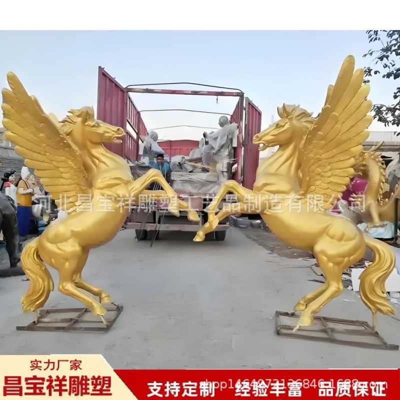 厂家直供纯铜马雕塑户外景观广场1米8战马大型铸铜龙马精神摆件