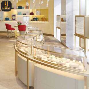 奢侈品店珠宝展柜定制黄金首饰展示柜异形不锈钢高端二奢玻璃柜子