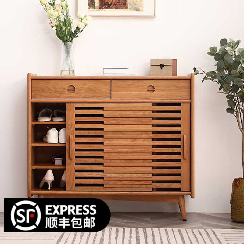 北欧实木鞋柜现代简约民宿大容量玄关柜家用客厅多功能收纳置物柜