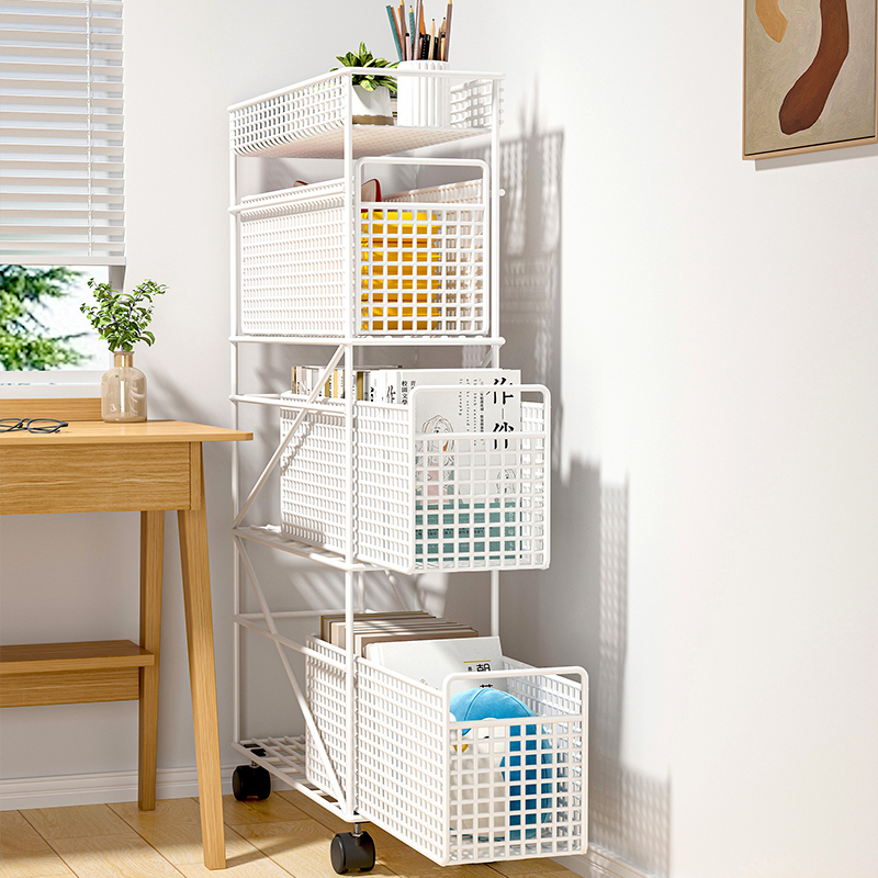 夹缝置物架小推车卫生间浴室落地厨房缝隙窄缝带轮子可.移动收纳