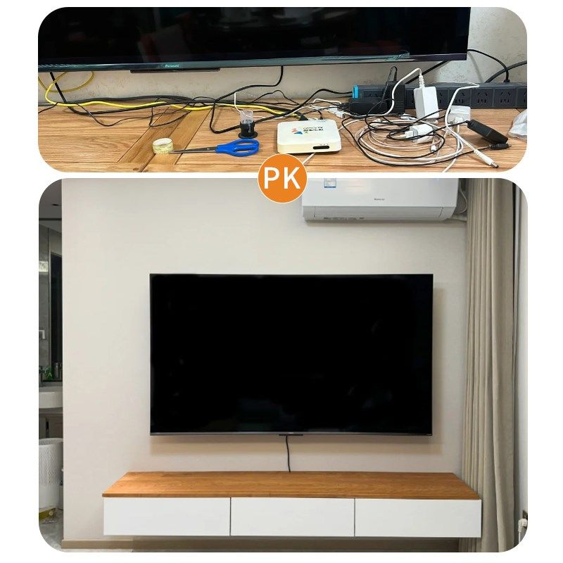 电视机顶盒隐藏收纳电视机后顶盒置物免打孔电线插座Z遮挡装饰柜