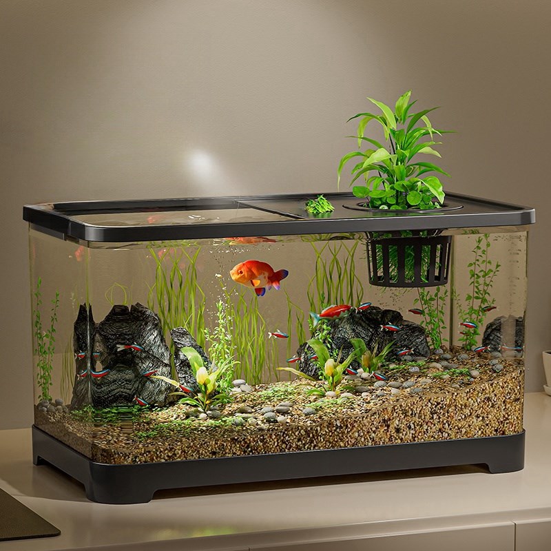 【40CM鱼缸】高透明PC塑料金鱼缸家用耐摔办公室乌龟缸生态防爆缸