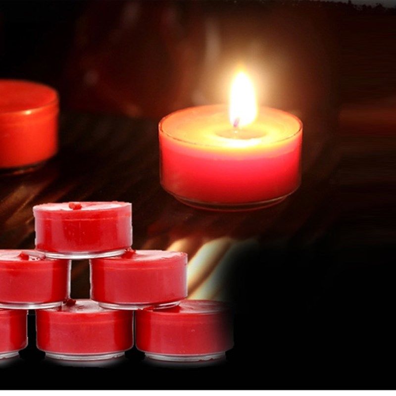 酥油灯厂家4小时酥油灯28粒塑胶壳供佛无烟蜡烛梅花粒七彩四小时