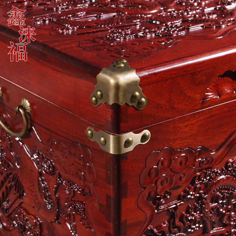 香樟木箱子结婚实木储物箱衣箱雕花枣红色婚嫁箱嫁妆箱Z收纳字画